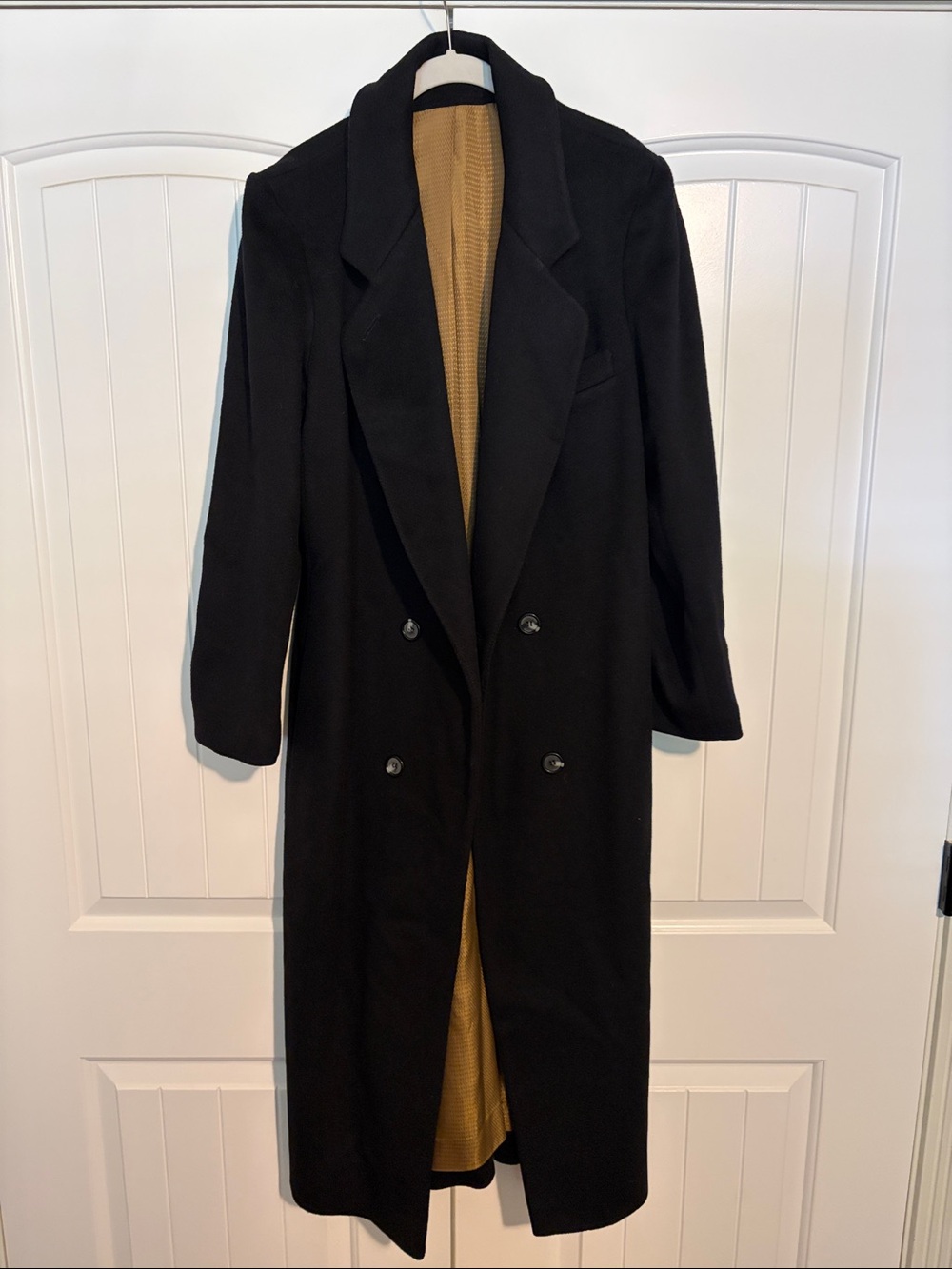 Men's Black Double-Breasted Long Coat